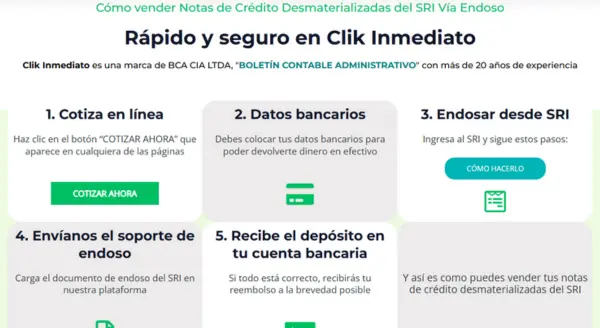 Proceso simplificado con Clik Inmediato para negociar Notas de Crédito Desmaterializadas SRI