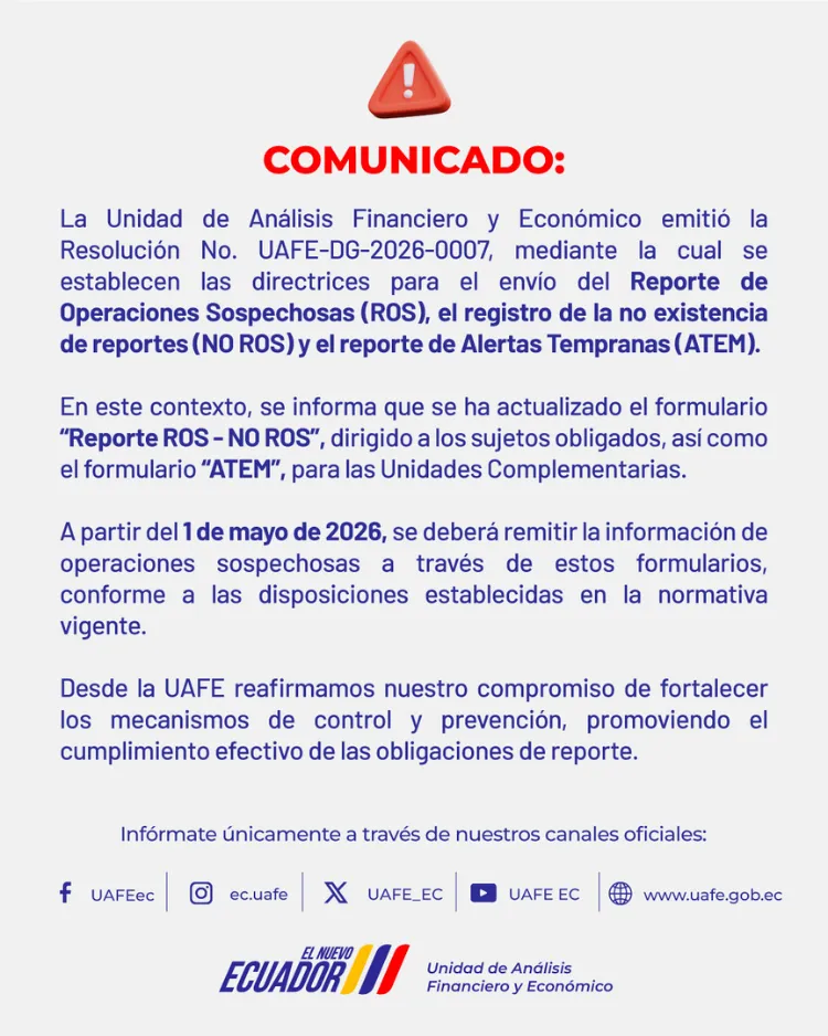 Comunicado Oficial de la UAFE