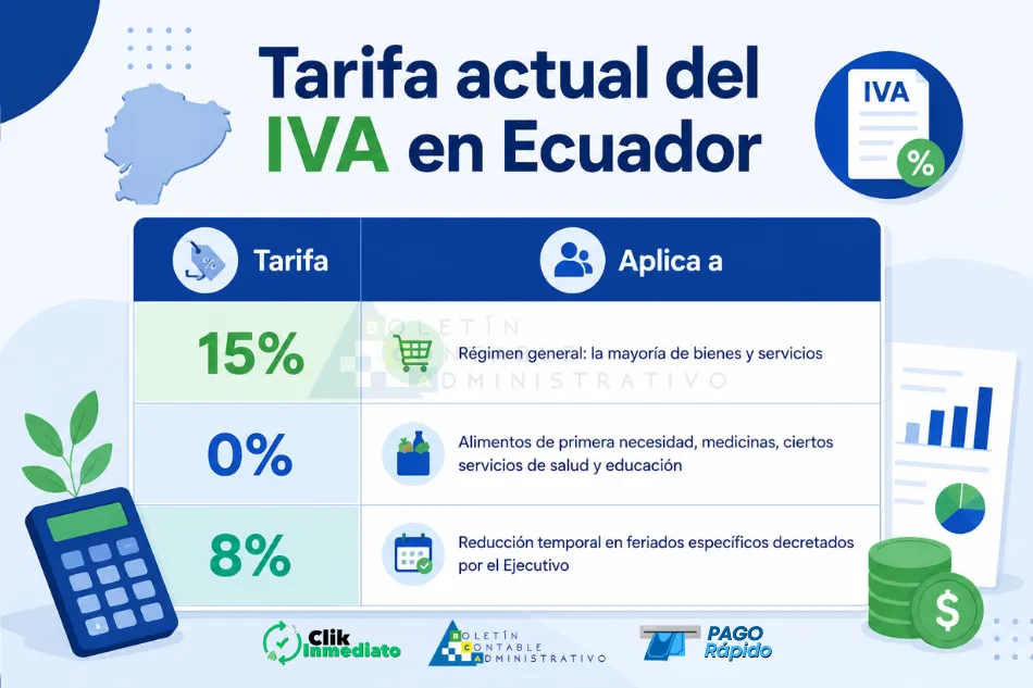 Tarifa actual IVA Ecuador - Declaración del IVA mensual