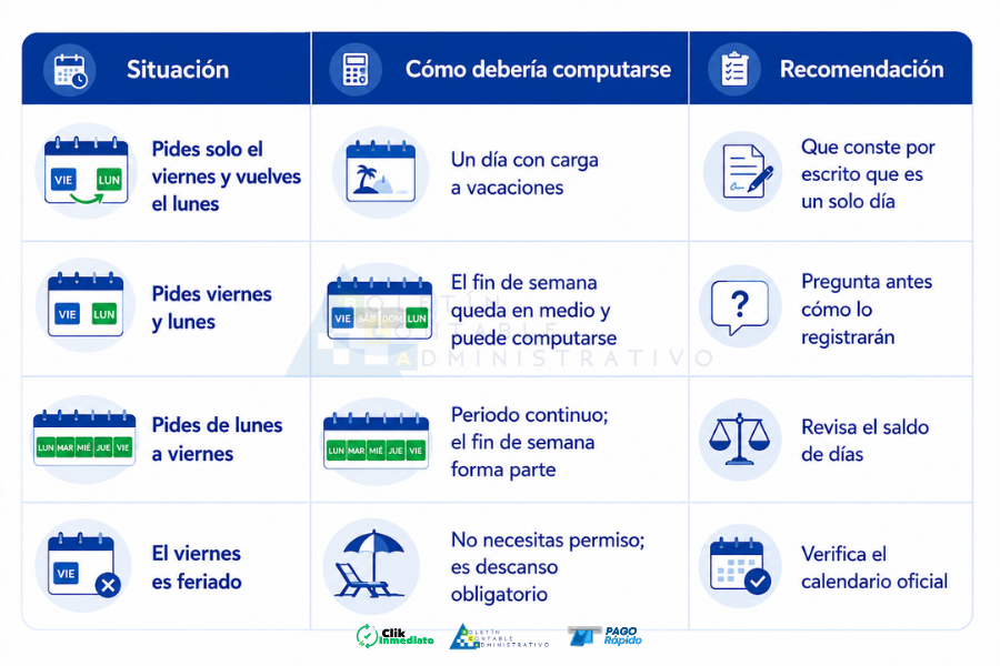 Qué pasa si pido permiso el viernes